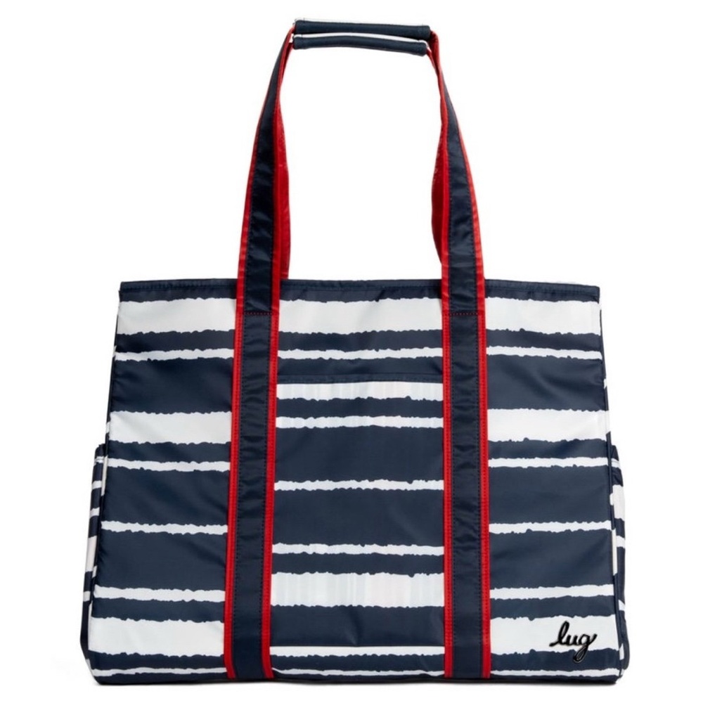 Lug ROVER XL NAVY STRIPE & Red Handled Tote Bag NWOT